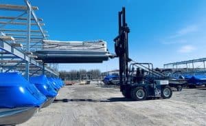 pontoon forklift stacking